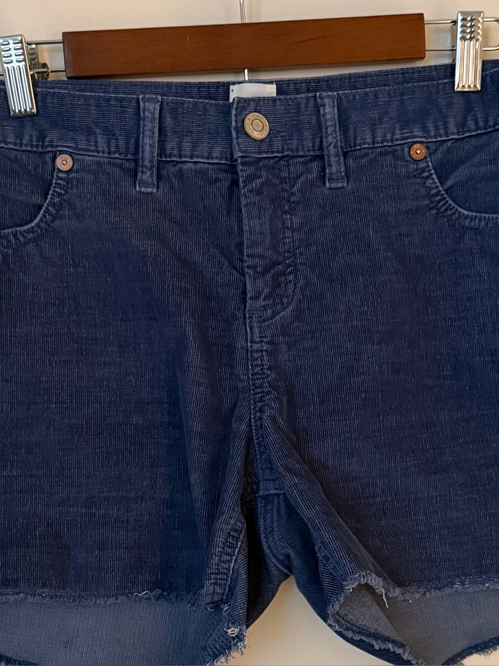 GAP Dark Blue Corduroy Frayed Hem Jean Shorts - Picture 3 of 7